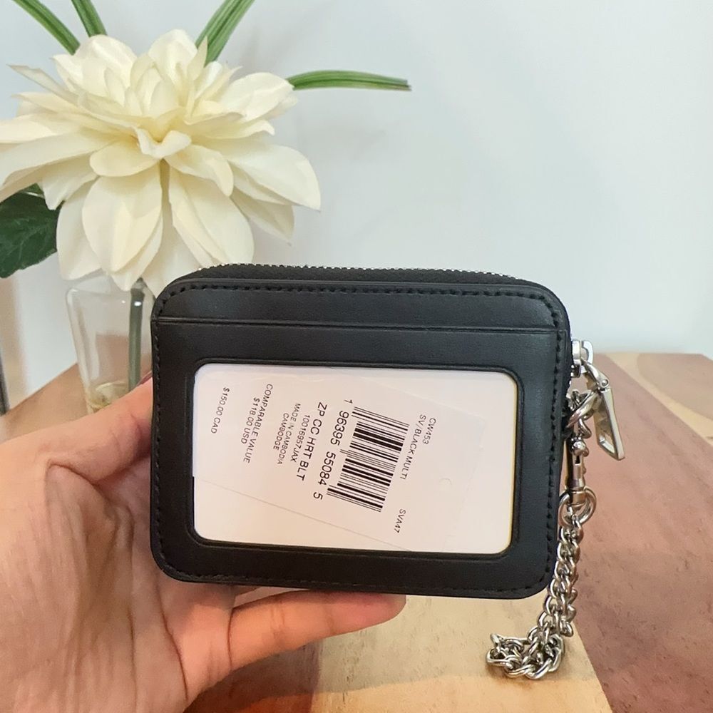 NWT Coach‎ Zip Card Case With Heart Bolt Print - Picture 5 of 5